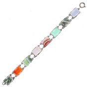 Scottish Agate Sterling Silver Panel Bracelet, 40g
