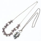 Gemstone Sterling Silver Necklaces including Amethyst, Lace Agate, Moonstone, 49g