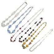 Antique and Later Glass Necklace Collection including Venetian, Rolled Gold, Kitsch