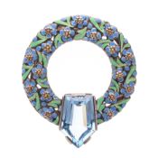 Bernard Instone Silver Enamel Scarf Clip, 17g