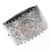Victorian Aesthetic Movement Granulated Edge Sterling Silver Bangle, 44g