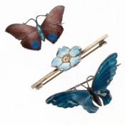 Silver Antique Enamel Brooch Collection including John Atkins & Sons, Hans Christian Ostrem, 13.5g