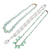 Antique Glass Necklace Collection including Art Deco, Uranium