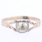 Georgian Black Dot Paste Gold and Silver Solitaire Ring, 1.1g
