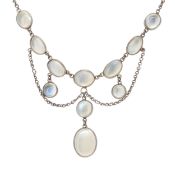 Antique Moonstone Festoon Necklace, 4.5g