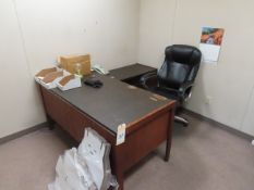 Contents of Office, Desk, Chair, Coar Rack, File Cabinet, Small Fridge, Bulletion Board. (Machine