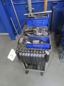4-Wheel Shop Cart & Contents of Hold Down Clamps and U-Shaped / Open-Toe Clamps, Straight Strap
