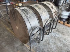 THREE ROLLING SHOP FANS