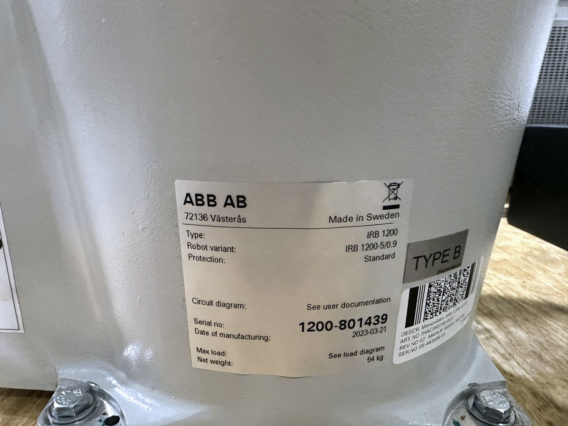 Abb Rbot Serial Number ABB IRB1200-5/0.9 Robot Arm (2023) (Like New - Never used) Description ...