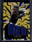LEO DE VRIES 2025 PANINI PRIZM DINGERS BLUE/YELLOW PRIZM ROOKIE