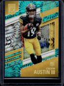 CALVIN AUSTIN III 2022 PANINI ELITE TEAL FIREWORKS ROOKIE CARD