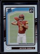 JAYDEN DANIELS 2024 PANINI OPTIC SILVER PRIZM HOLO ROOKIE CARD