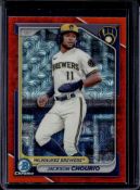 JACKSON CHOURIO 2024 BOWMAN CHROME MEGA ORANGE REFRACTOR