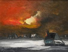 Paul PERMEKE (1918-1990), Landscape at Sunset, oil on canvas, signed