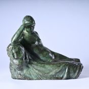 George MINNE (1866-1941), monument Emile Claus, green patinated bronze, signed