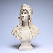 Patinated plaster bust of Fredegund, signed and dated 1912