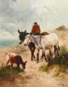 Henry SCHOUTEN (1857/64-1927), oil on canvas, Donkeys in the dunes, signed