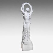 Arrigo GUALTIERI (XX), a monumental and elegant sculpture in Carrara marble on a matching pedestal d
