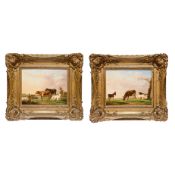Jean Baptiste BERRÉ (1777-1838), pendant of cows and donkey, oil on canvas, one signed and dated 183