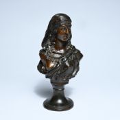 Orientalist bronze bust of a young woman, made after a design by the German sculptor Johannes Böse (