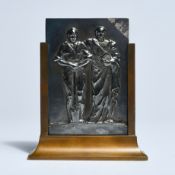 Bronze high-relief plaquette 1930, MUNDANEUM, by Robert Van De Velde (1895-1978), signed