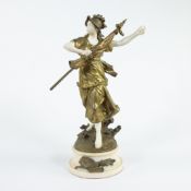 Louis GOSSIN (1846-1928), gilt bronze statue liberation France after WWI depicting a woman with Fren