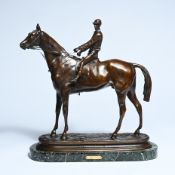 Alfred BARYE (1839-1882), bronze sculpture on marble base, Horseman, 1868, signed