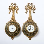 French cartel clock and barometer in Louis XVI style, Napoleon III, circa 1880