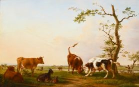 Jean Baptiste BERRÉ (1777-1838), Cows and goats in the landscape, oil on canvas, signed and dated 18