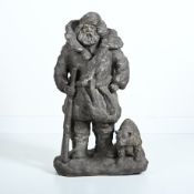 Marian Hewalo (1937), ceramic sculpture, Hunter with bear, 1989, signed