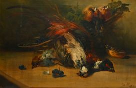 Henry SCHOUTEN (1857/64-1927), oil on canvas, Still life with partridges, signed