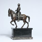 Bronze sculpture of the equestrian statue on a marble pedestal by Bartolomeo Colleoni, based on the 