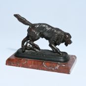Jules MOIGNIEZ (1835-1894) (attributed), bronze dog on marble pedestal