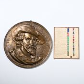 Heavy bronze plaque of Rubens and a family tree of Rubens