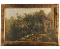 Late 19th-Early 20th-Century Painter. "The Workersâ€™ Garden"