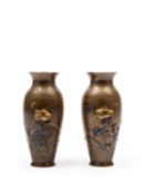 A PAIR OF BRONZE VASES, Japan, Meiji period (1868-1912)