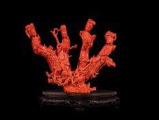 ☼ A LARGE RED MOMO CORAL FIGURE, China, early 20th century