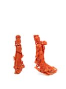 ☼  TWO CORAL FIGURES, China, first half of the 20th century