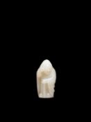 A SMALL WHITE JADE AND RUSSET CARVING OF A FIGURE, China, Qing dynasty, 18th/19th century