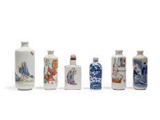SIX PORCELAIN SNUFF BOTTLES, China, 19th/20th century