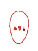 ☼ FOUR CORAL OBJECTS, Cina, early 20th century