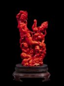 ☼ A RED CORAL SCULPTURE, China, 19th century