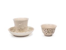A DEHUA PORCELAIN CUP AND SAUCER AND A CUP , China, Kangxi period (1661-1722)