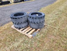 Solid Skid Steer Tires On Wheels 'Set of 4 - Used'