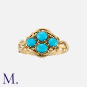 An Antique Turquoise Ring in yellow gold, set with four cabochon turquoise in a quatrefoil motif