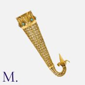 An Antique Filigree Bouquet Holder Brooch in yellow gold, the intricate filigree cornucopia form