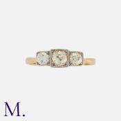 A Diamond Three Stone Ring in 18 carat yellow gold, set with diamonds totalling approximately 0.45