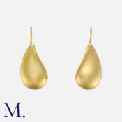 TIFFANY & CO, A Pair of Elsa Peretti Tear Drop Earrings in 18 carat yellow gold, each marked TIFFANY