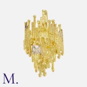 ALAN MARTIN GARD, A Modernist Old Cut Diamond Ring in 18 carat gold, of abstract form, set with an