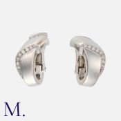 HERMÈS. A Pair of Diamond Earrings in 18K white gold set with round brilliant cut diamonds